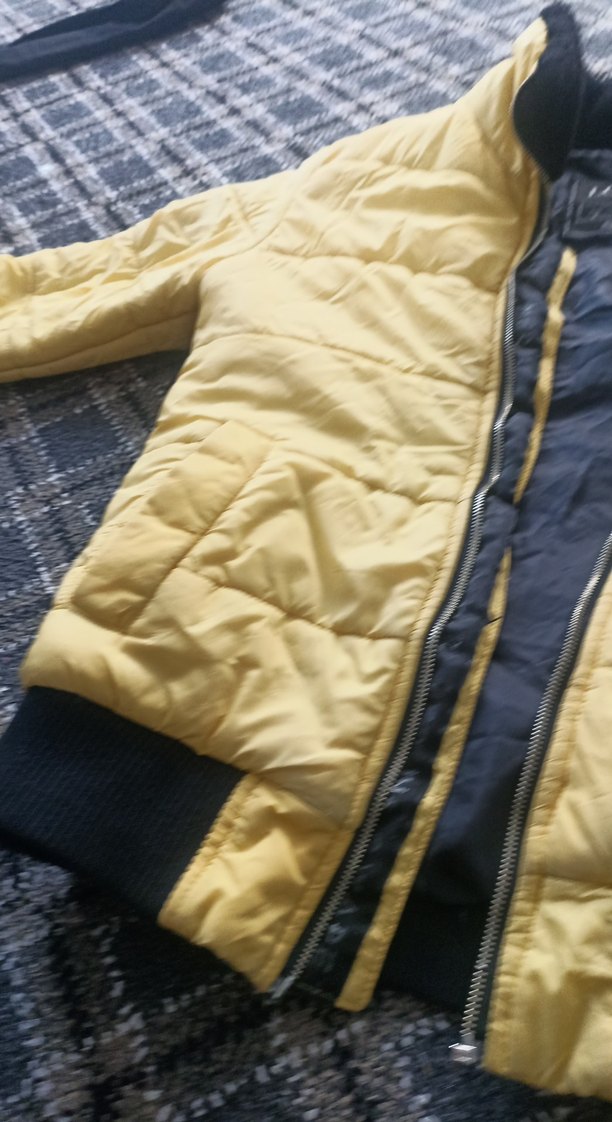 Parlak Sarı Kadın Kışlık Fermuarlı Ceket - Görsel 3