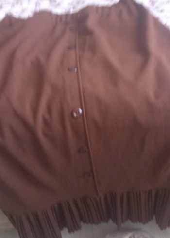 Düğmeli Kahverengi Midi Hamile Eteği - Görsel 3