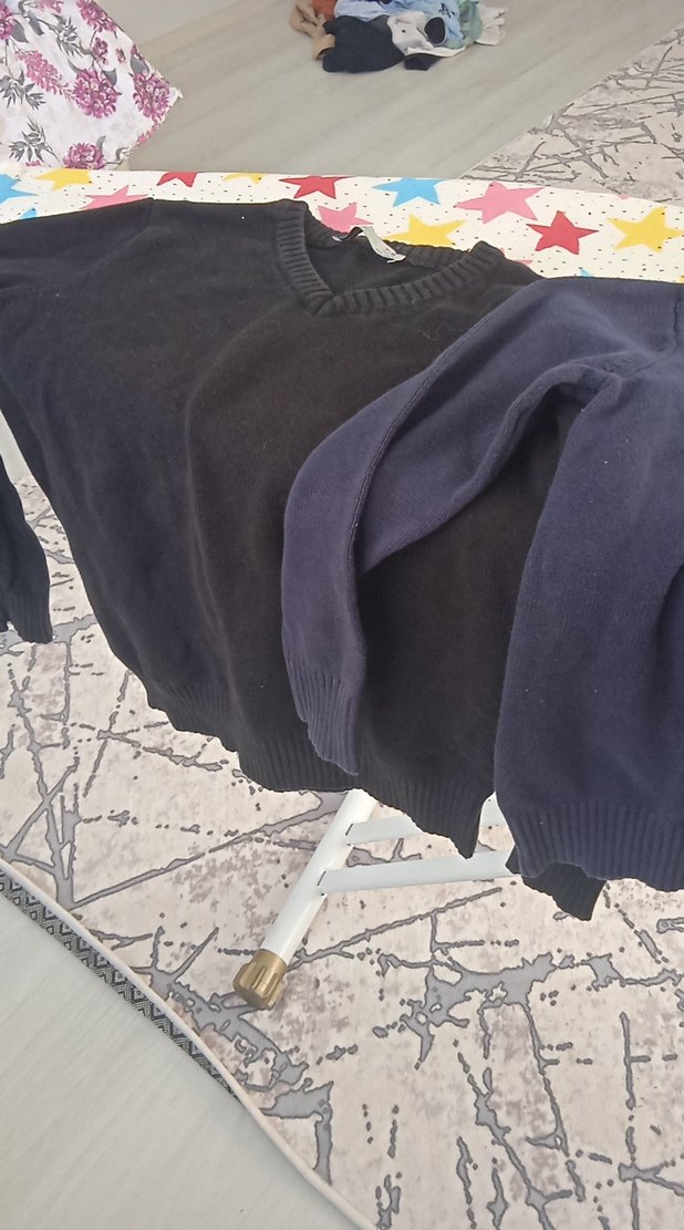 Bordo Pamuklu V Yaka Triko Kazak uc tene dir - Görsel 3