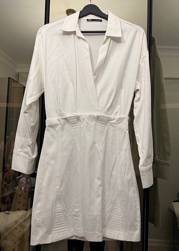 Zara Beyaz V Yaka Elbise - Görsel 2