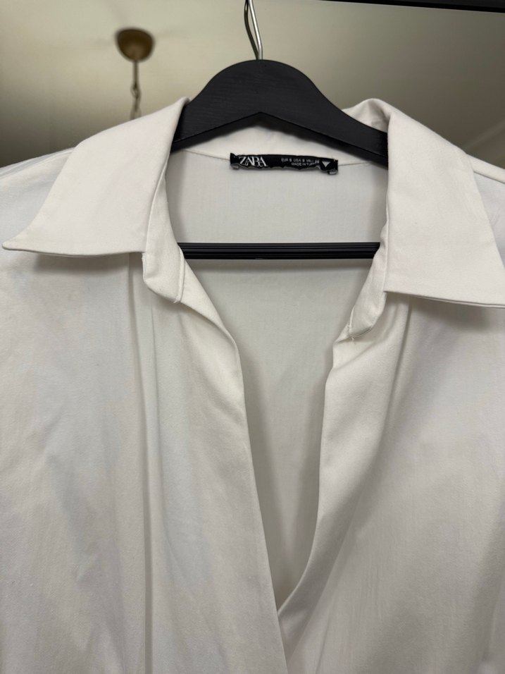 Zara Beyaz V Yaka Elbise - Görsel 3