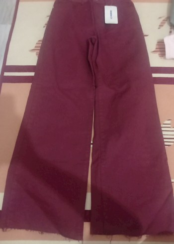 Bordo Kadın Midi Kumaş Pantolon