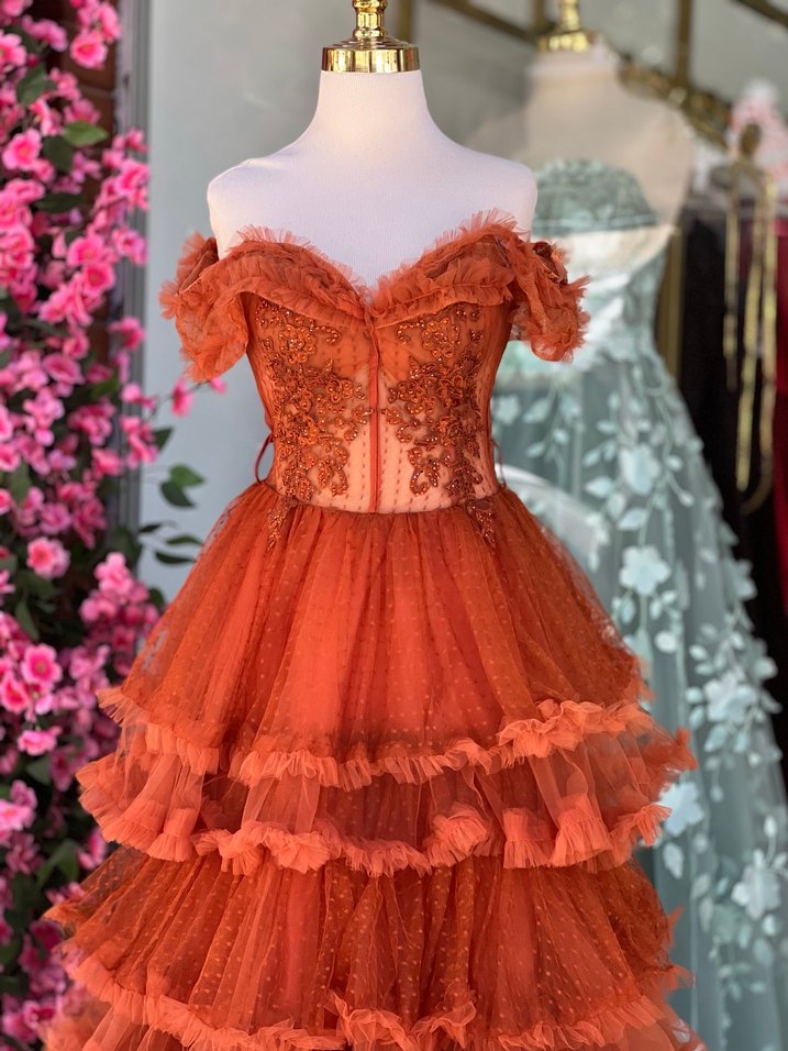 Dantel İşlemeli Kırmızı Uzun Kadın Abiye - Görsel 4