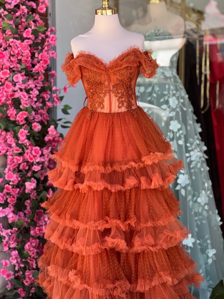 Dantel İşlemeli Kırmızı Uzun Kadın Abiye - Görsel 2