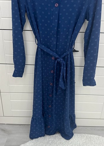 Koyu Mavi Midi Kadın Elbise - Görsel 2