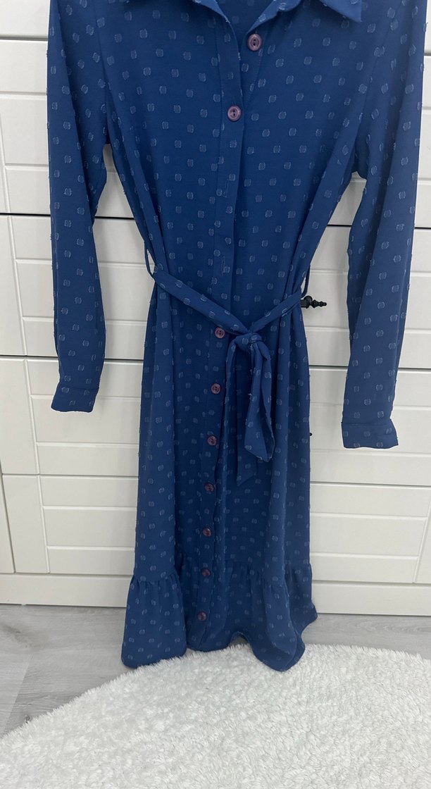 Koyu Mavi Midi Kadın Elbise - Görsel 2