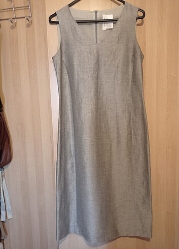 Orijinal MaxMara marka parlak keten elbise