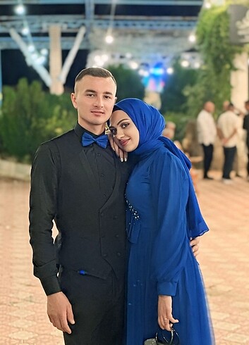 Saks mavi tesettür abiye 