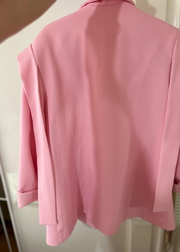 diğer Beden pembe Renk Pembe Kuşaklı Blazer Ceket