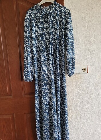 xl Beden mavi Renk Mavi çiçekli elbise