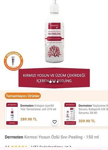 Dermoten kırmızı yosun özlü sıvı pleeng 