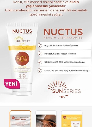  Beden Nuctus Sun serieesiden yüksek korumalı güneş kremi 
