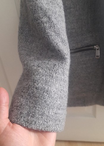 Gri Yün Düğmeli Midi  Kaban - Görsel 5