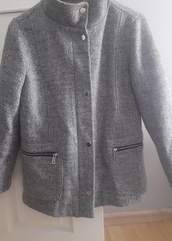 Gri Yün Düğmeli Midi  Kaban - Görsel 4