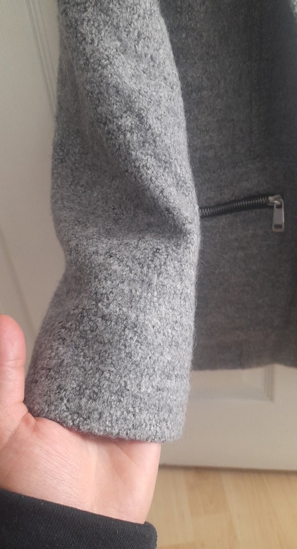 Gri Yün Düğmeli Midi  Kaban - Görsel 5