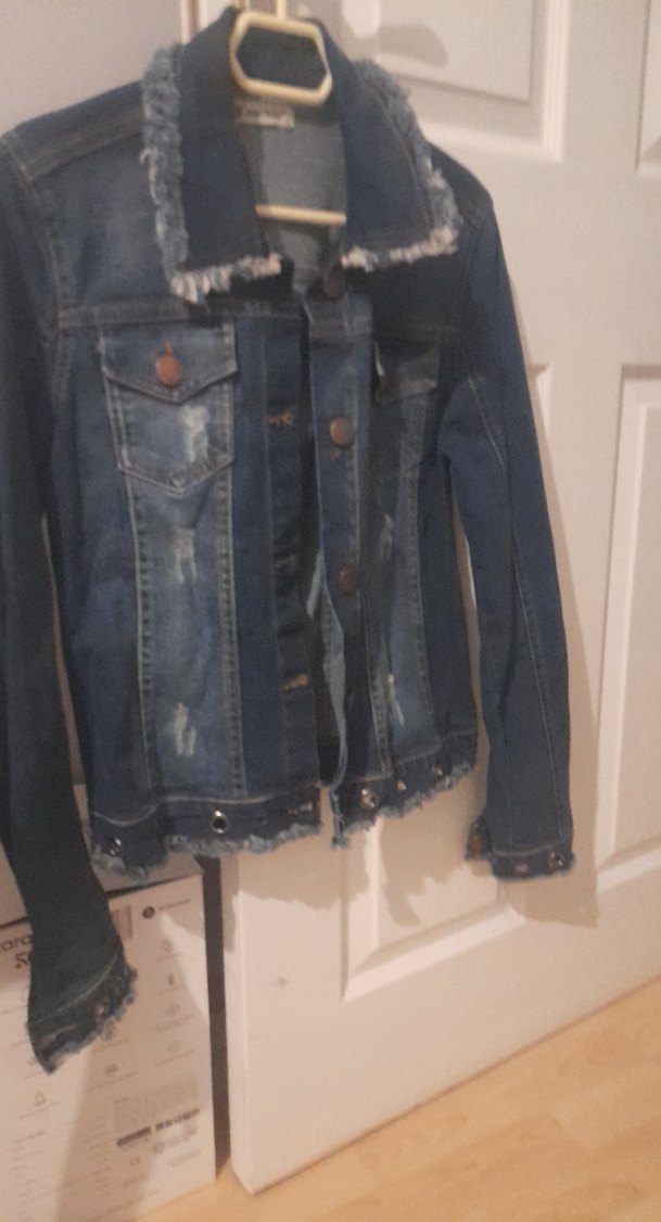 Düğmeli Koyu Mavi Kadın Denim Ceket - Görsel 3