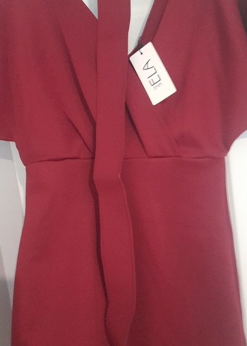 Bordo Kadın Uzun Kısa Kollu Elbise - Görsel 2