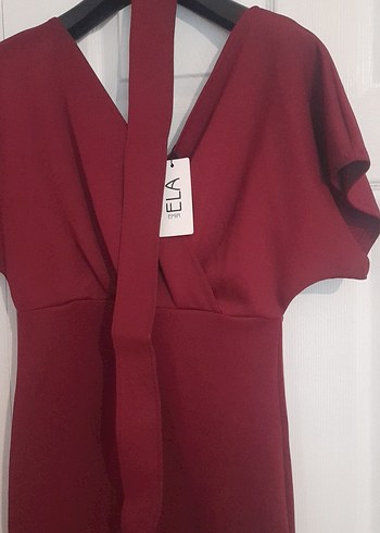 Bordo Kadın Uzun Kısa Kollu Elbise - Görsel 3