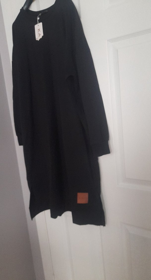 Siyah Kadın Uzun Kollu Rahat Tunik - Görsel 2