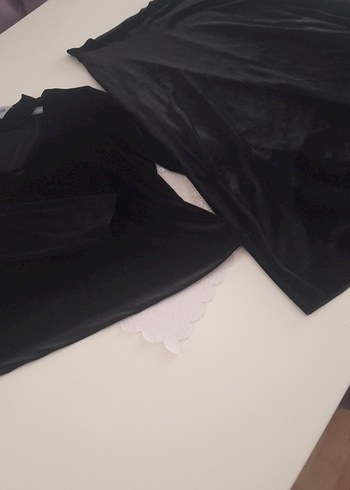 Siyah Yumuşak Kadife elbise - Görsel 3