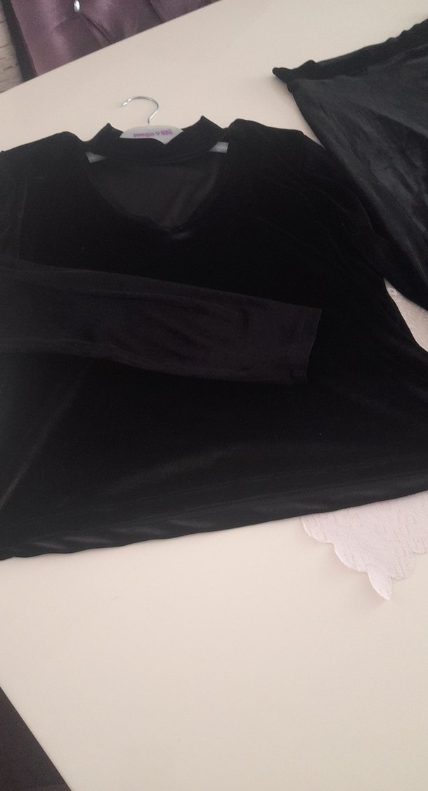 Siyah Yumuşak Kadife elbise - Görsel 2