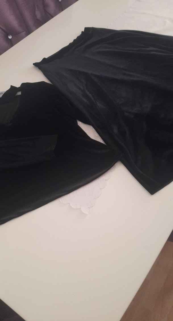 Siyah Yumuşak Kadife elbise - Görsel 3