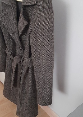 Kuşaklı Kahve Midi Kadın Klasik Kaban - Görsel 2