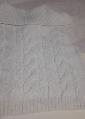 Bayan Beyaz Şal Yaka Örgü Süveter - Görsel 3