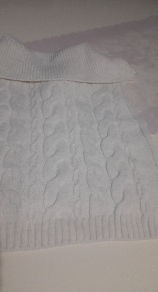 Bayan Beyaz Şal Yaka Örgü Süveter - Görsel 3