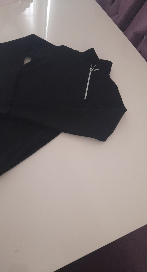 Fermuarlı Siyah Yarım Boğazlı Kadın Sweatshirt - Görsel 2