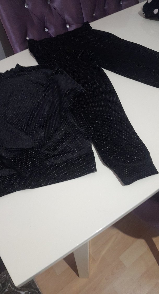 Kızlar için Siyah Örme Boğazlı Takım - Görsel 4