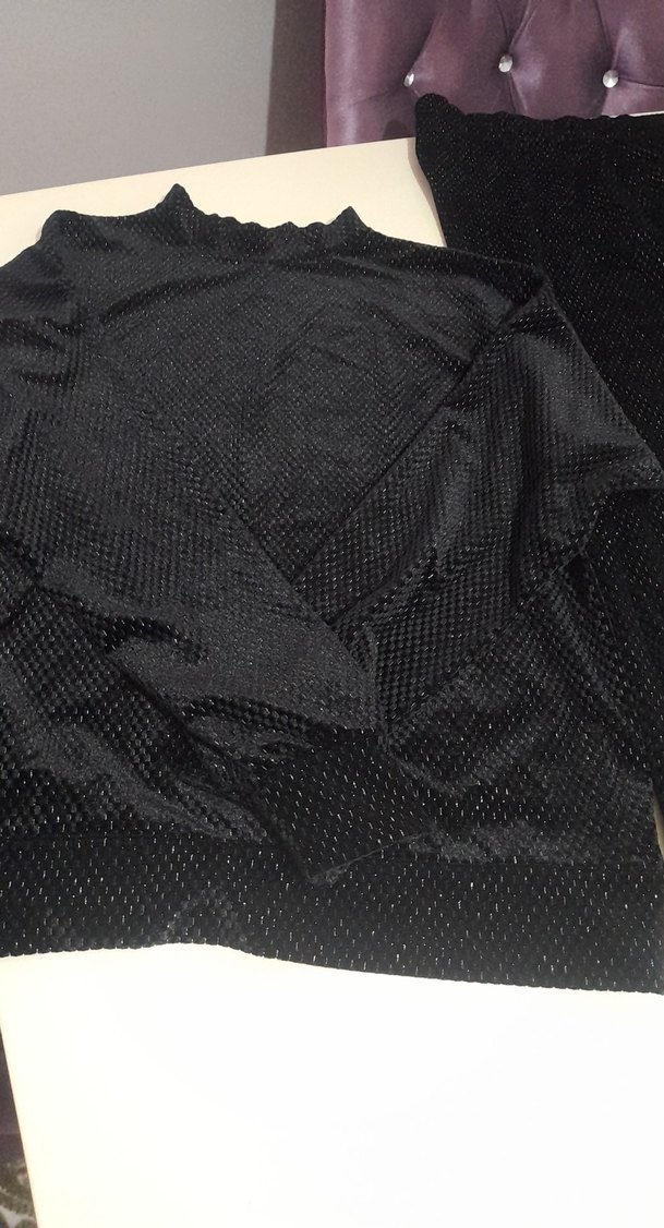 Kızlar için Siyah Örme Boğazlı Takım - Görsel 2