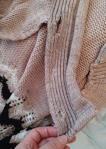 Bohem Salaş Örgü Bej Kadın Hırka - Görsel 3