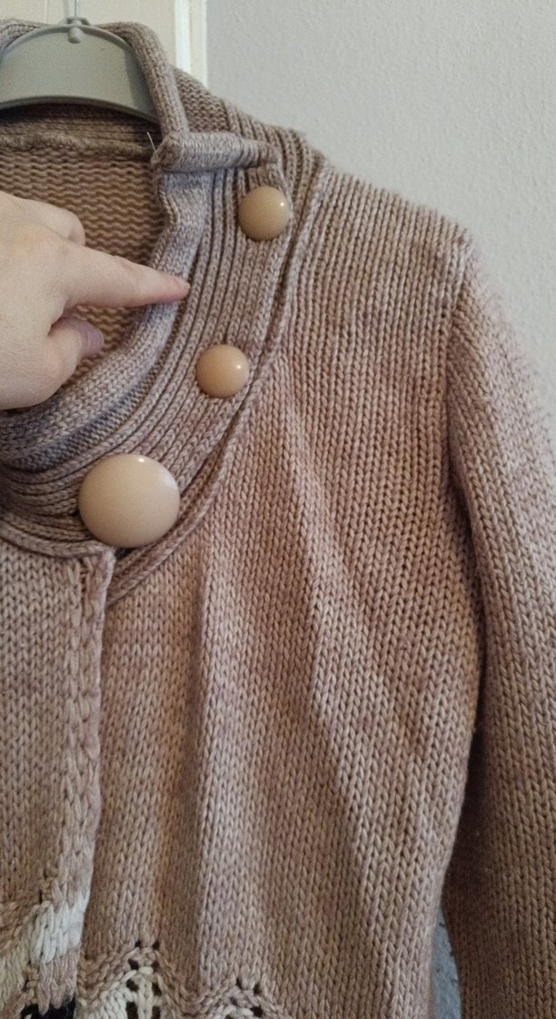 Bohem Salaş Örgü Bej Kadın Hırka - Görsel 2