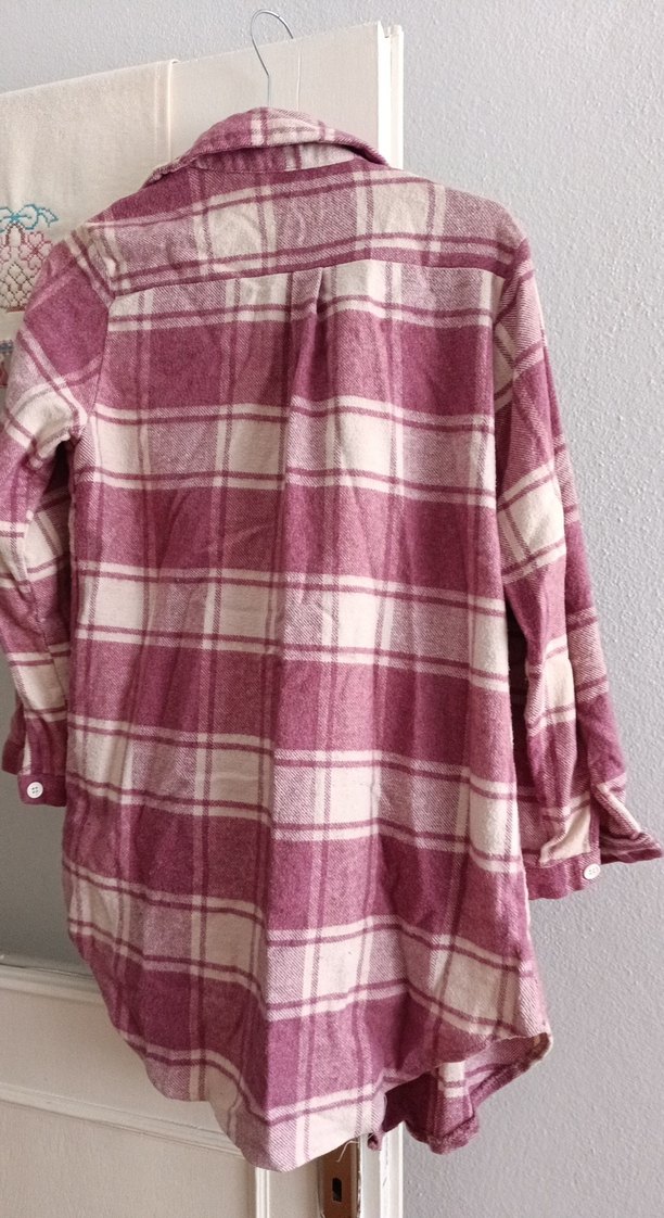 Pembe Ekose Uzun Kollu Pamuklu Gömlek - Görsel 2