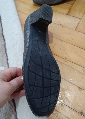 Kadın Gri Simli Topuklu Akşam Ayakkabısı - Görsel 3