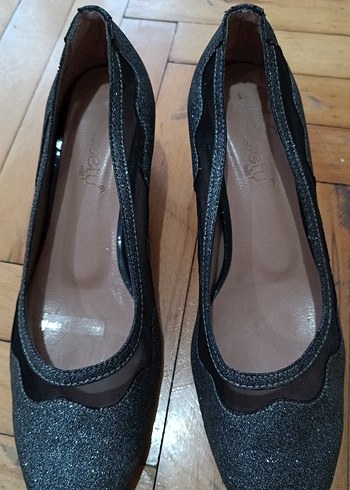 Kadın Gri Simli Topuklu Akşam Ayakkabısı - Görsel 4