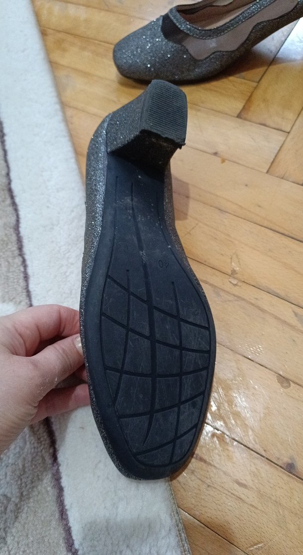 Kadın Gri Simli Topuklu Akşam Ayakkabısı - Görsel 3