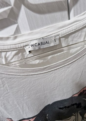 s Beden Baskılı Beyaz Pamuklu Oversize Tişört