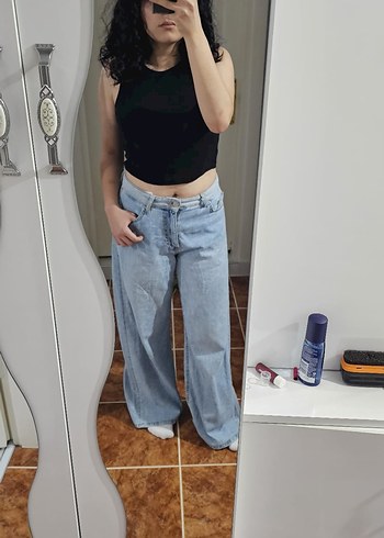 28 Beden mavi Renk Mavi Pastel Denim Kadın Pantolon