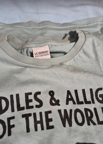 Kız/Erkek Çocuk su yeşili Baskılı Kısa Kollu Tişört - Görsel 2