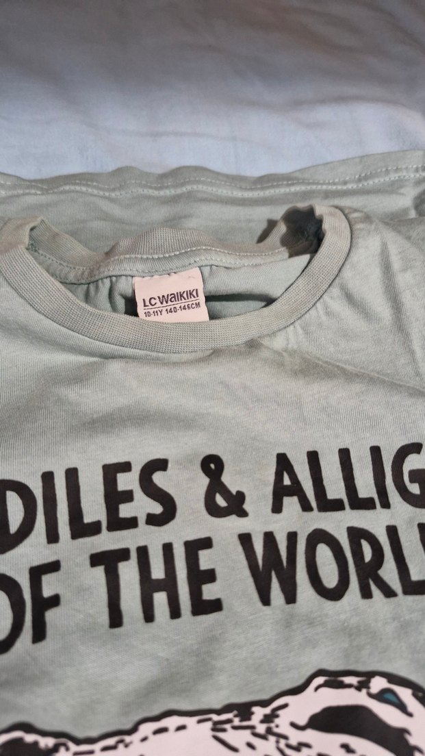 Kız/Erkek Çocuk su yeşili Baskılı Kısa Kollu Tişört - Görsel 2