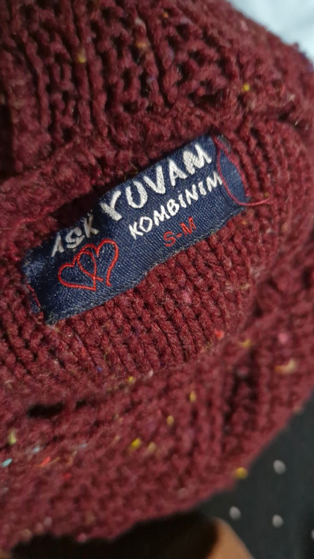 Bordo Kapüşonlu Örgü Kadın Kazak - Görsel 4