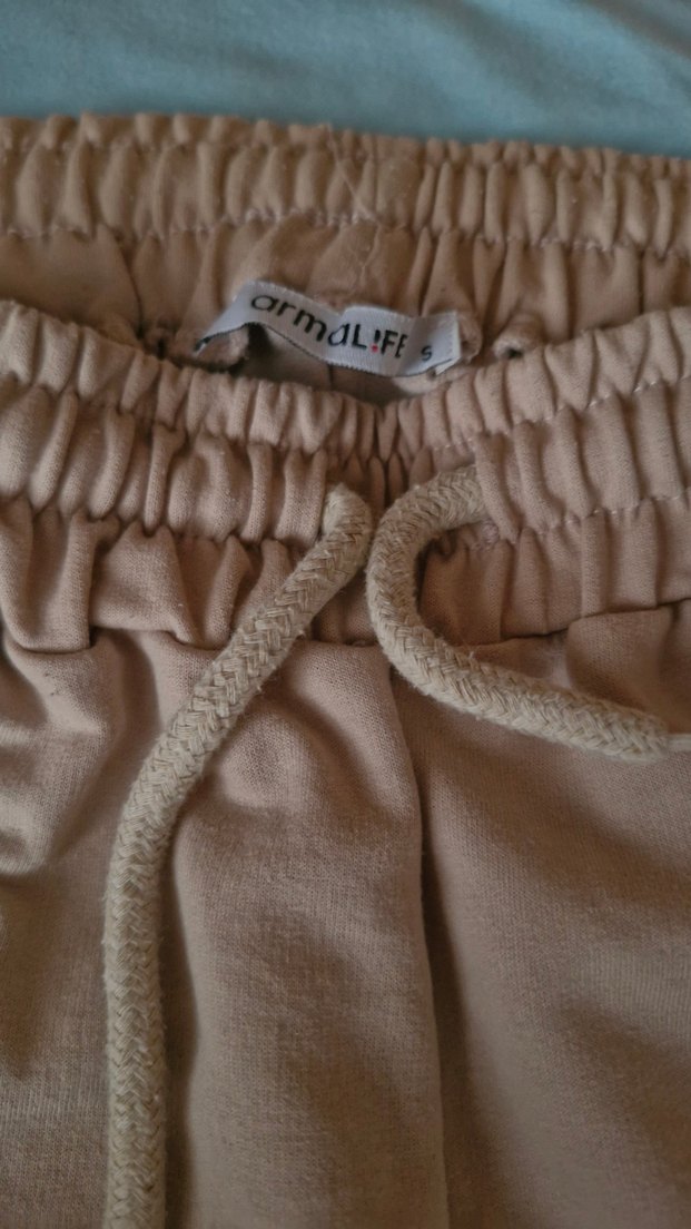 Bej Süet Rahat Kesim Kadın Eşofman Altı - Görsel 3