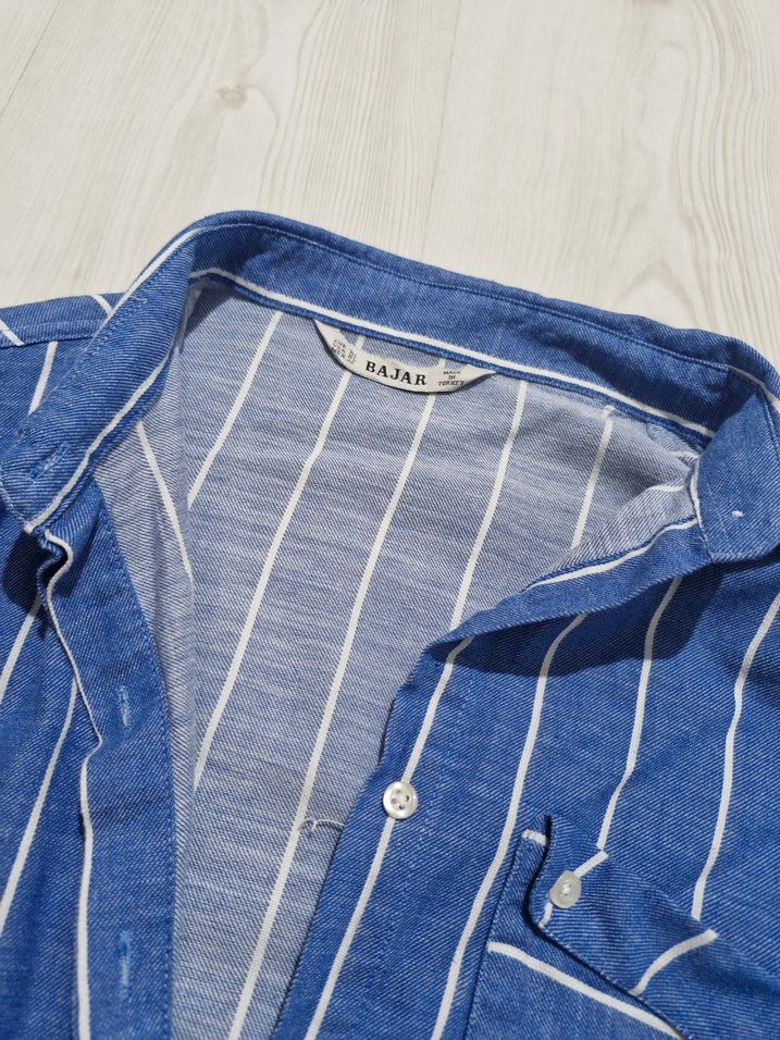 Mavi Düğmeli Uzun Kollu Denim Kadın Gömlek - Görsel 3