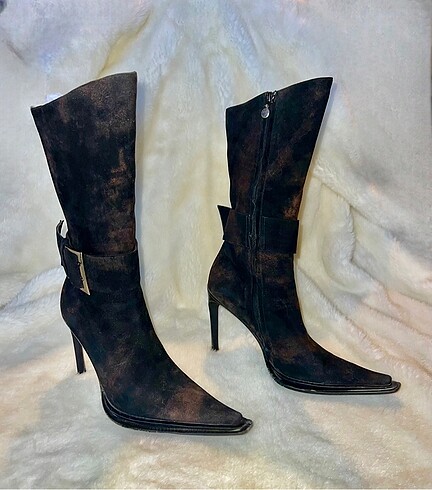 Gianni Bravo Gianni Bravo Vintage Y2K sivri burun stiletto çizme