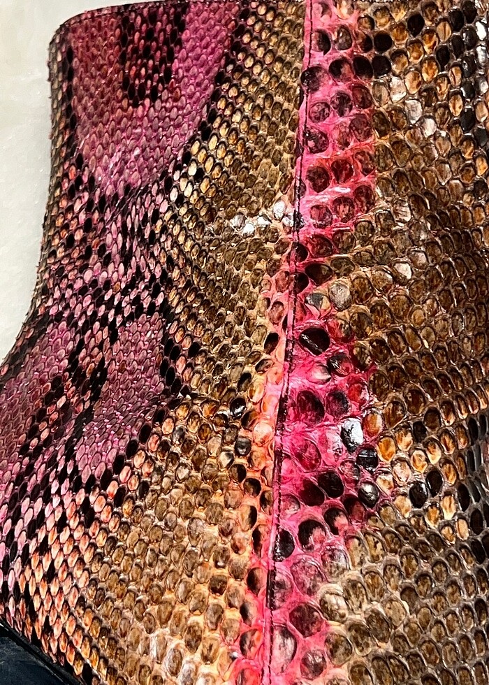 Hakiki Yılan derisi Vintage Y2K Le Silla Marka kare burun bot - Görsel 4