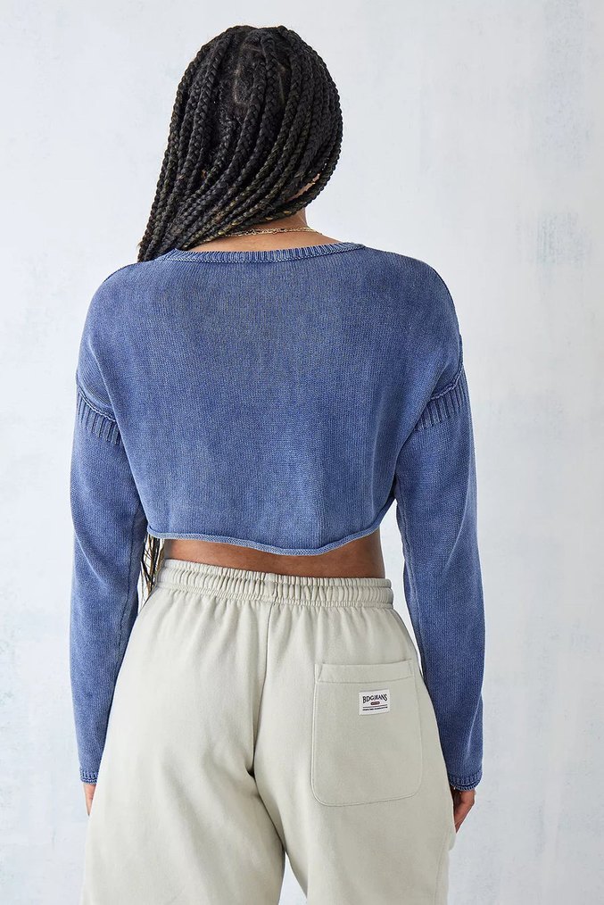 Mavi Denim Crop Sweatshirt Kadın urban outfitters - Görsel 3