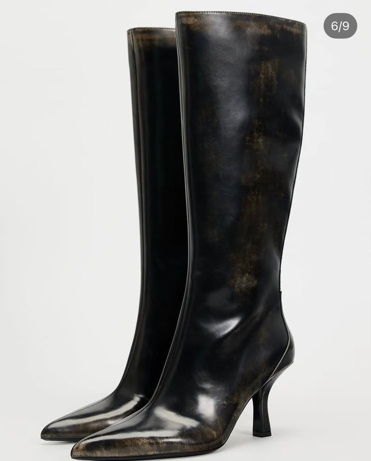 Jimmy choo muadili zara eskitme sivri burun stiletto çizme - Görsel 5