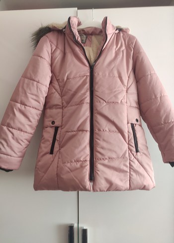 kız cocuk Pembe Kürklü Kışlık Mont